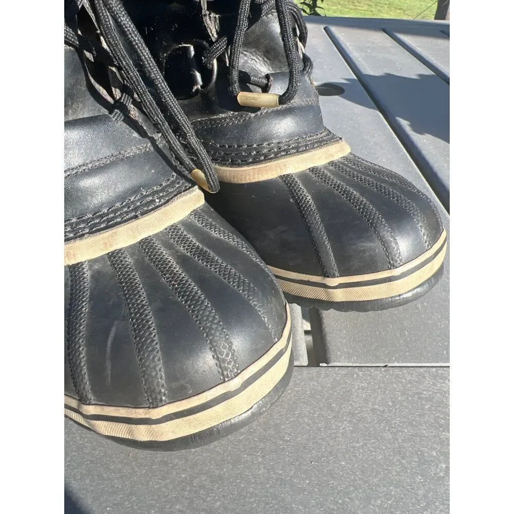 Sorel Women Black Caribou Insulated Waterproof Winter Duck Boots Size 5
